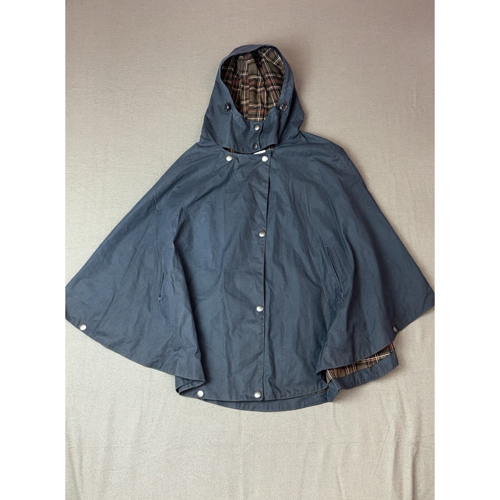 Celtic & Co. Made In England Waxed Cotton Hooded Rain Cape Poncho Navy Women’s S